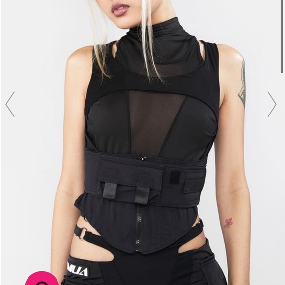 Dolls Kill Tops - Namilia Tactical Corset Top